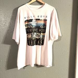 Womens 2X "Silly Boys Trucks Are For Chicks" T Shirt White T shirt Vintage Chevy